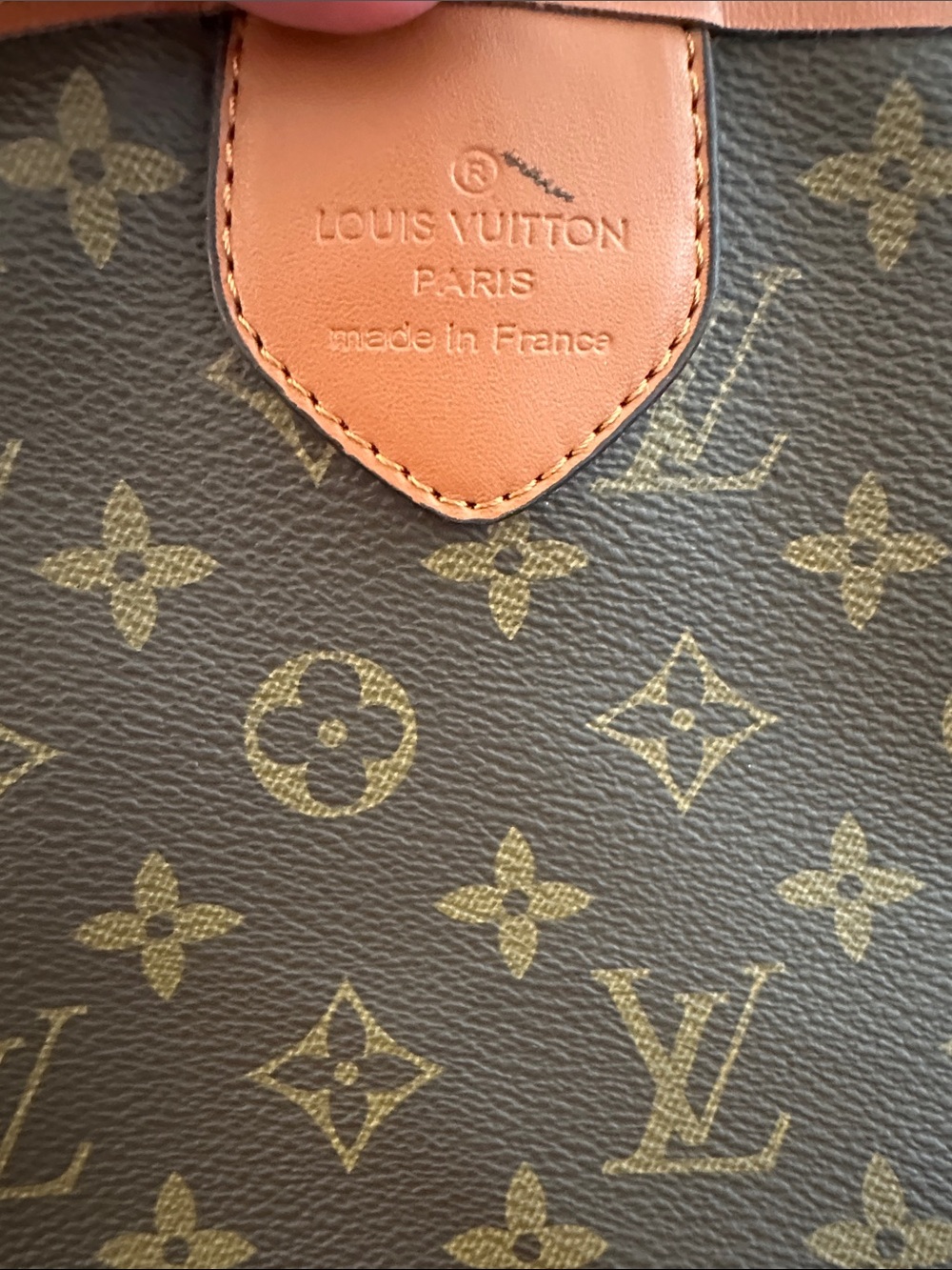 Faux Monogram Shoulder Bag in Brown and Tan - Picture 5 of 6